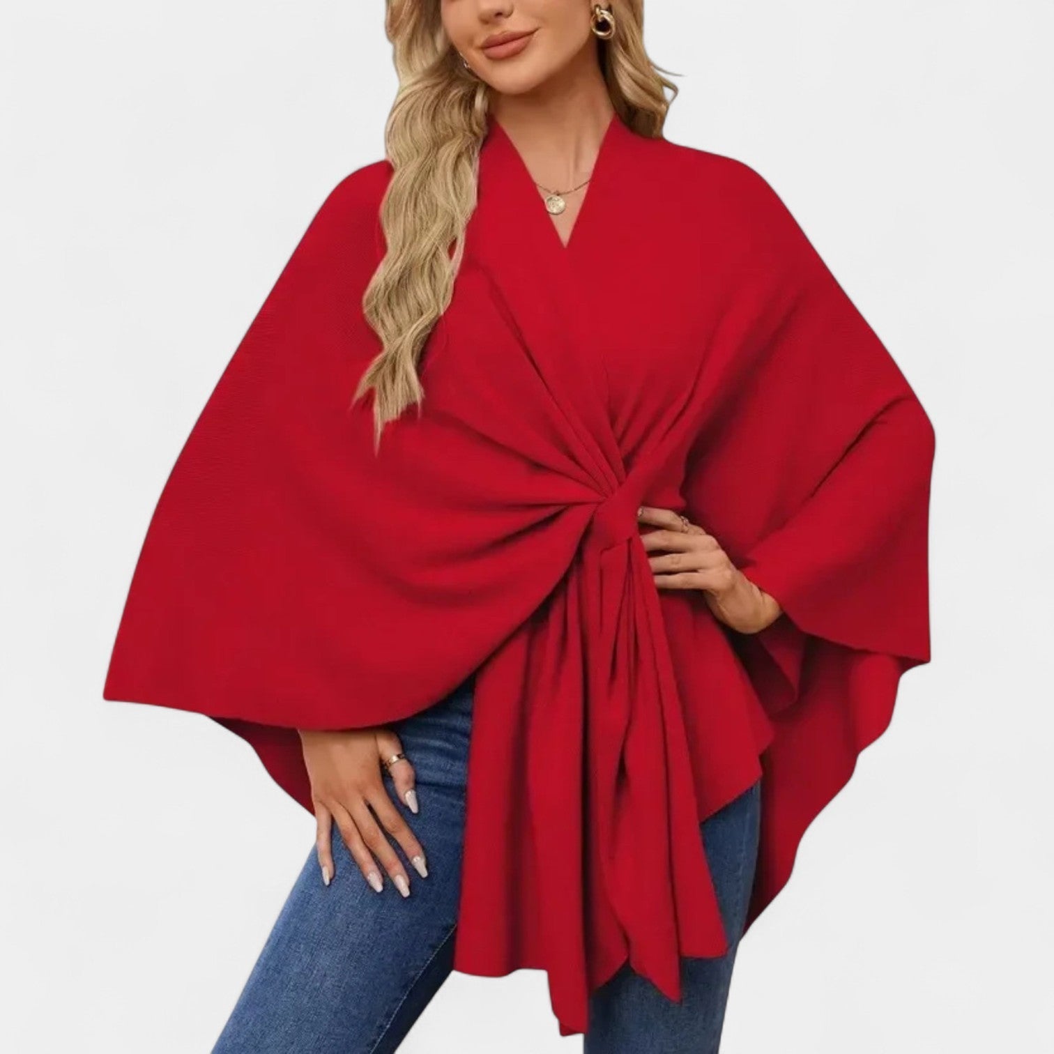 Daniela – suur, voolav poncho sõlmega
