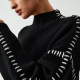 Alma | Oversize-kampsun, Dolcevita-kaelusega, Piqué-detailidega