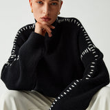 Alma | Oversize-kampsun, Dolcevita-kaelusega, Piqué-detailidega