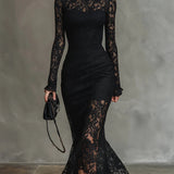 Elwira | Elegantne must maxi-kleit pitsiga