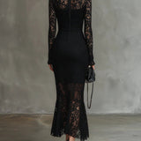 Elwira | Elegantne must maxi-kleit pitsiga