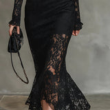 Elwira | Elegantne must maxi-kleit pitsiga