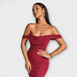Ione - bodycon kleit väliste paeltega ja voldikutega