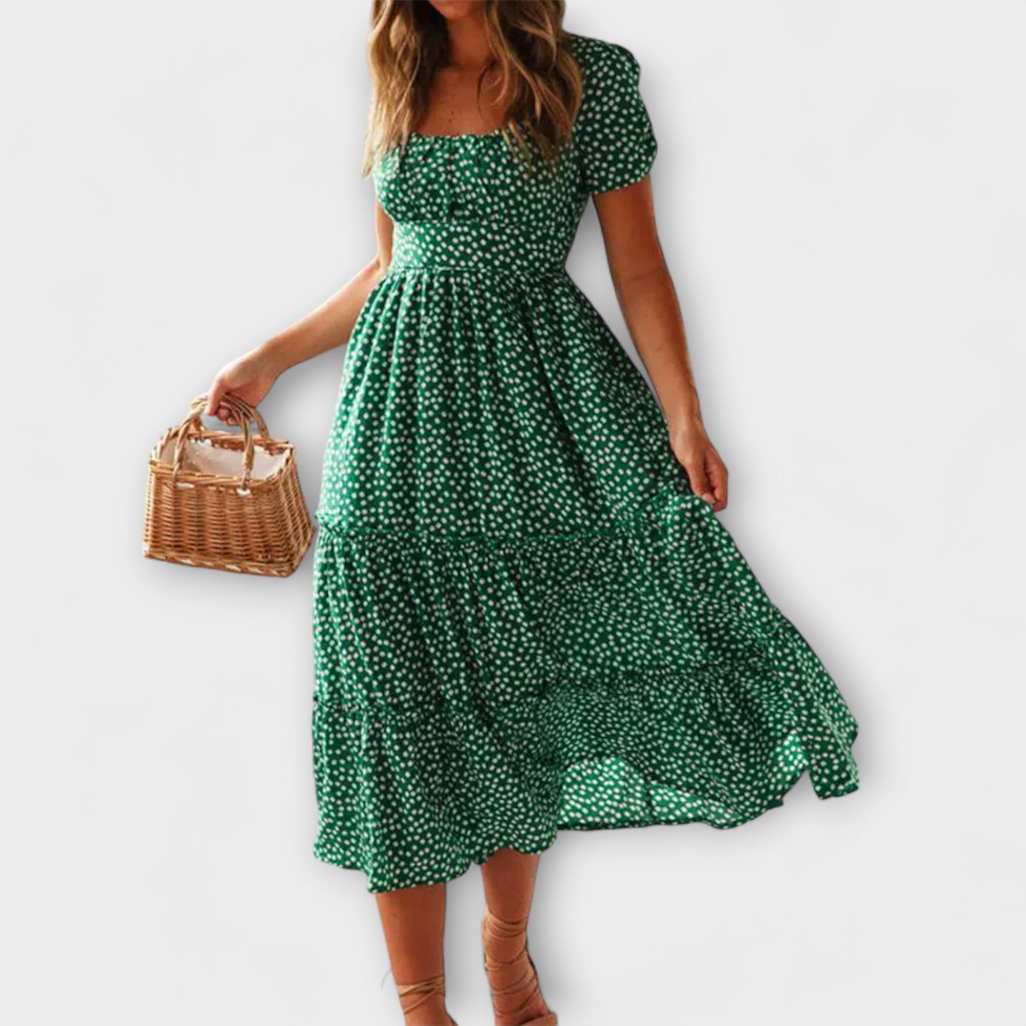 Vintage hingav maxi kleit puffvarrukatega