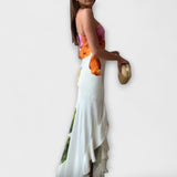 safiirsinine - elegantne maxi kleit patchworkiga
