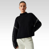 Alma | Oversize-kampsun, Dolcevita-kaelusega, Piqué-detailidega