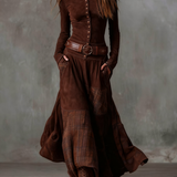 Teresa | Triibuline suede maksikleidi