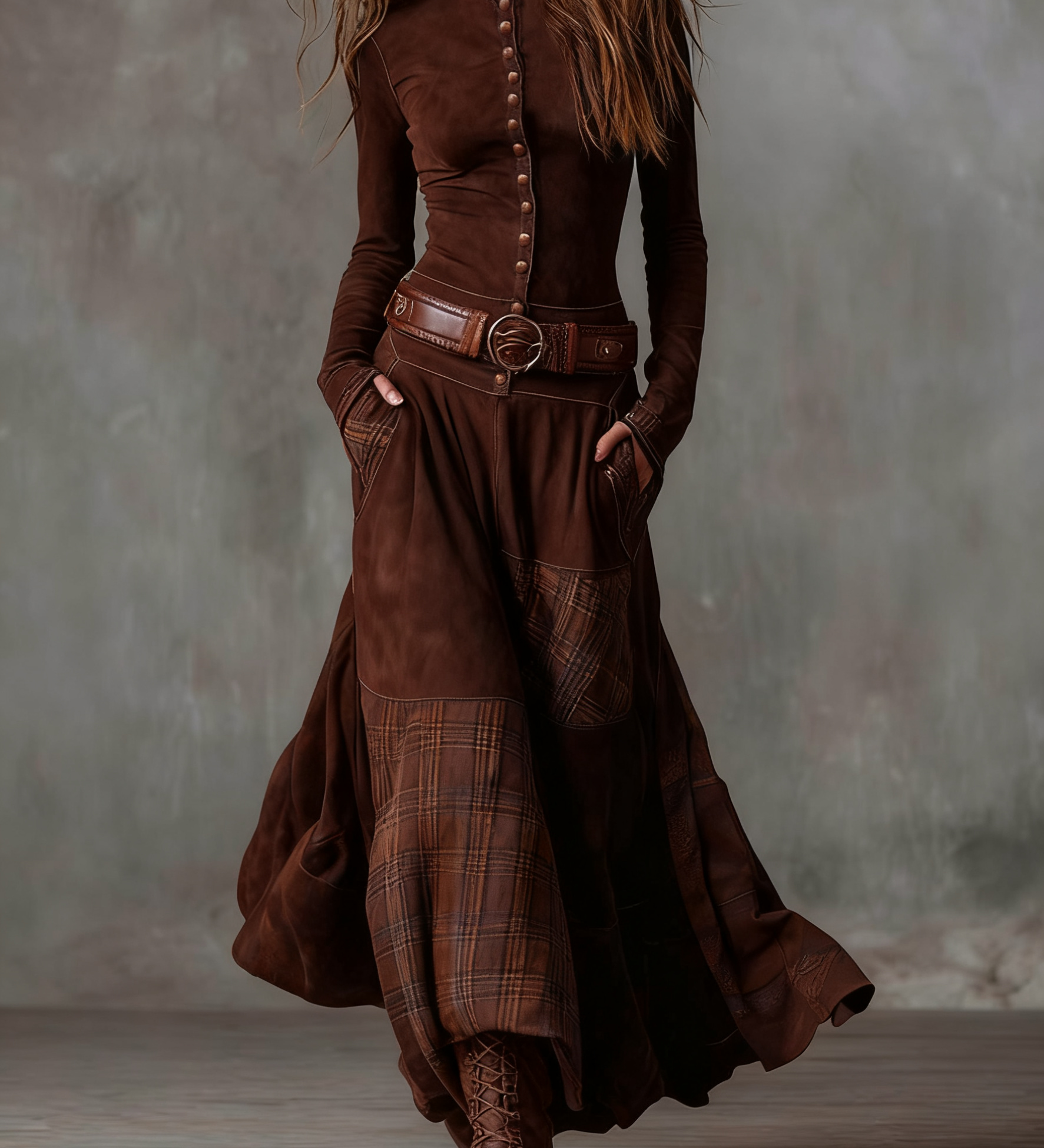 Teresa | Triibuline suede maksikleidi
