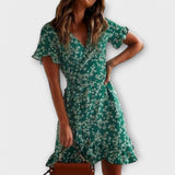 Nilsine - Lühikesed Boho kleidid rohelise värvitooniga