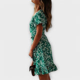 Nilsine - Lühikesed Boho kleidid rohelise värvitooniga