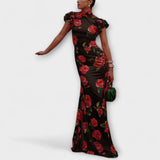 Luna - maxi kleit kitsas mustriga